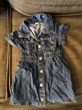 Toddler Girls' Blue Denim Button-Front Dress Jacket